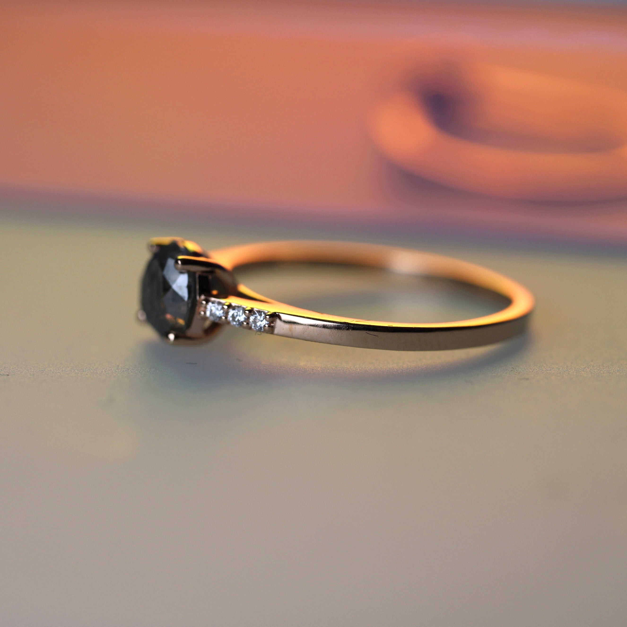 Bespoke 2024 -  Salt + Pepper Accented Solitaire - Rose Gold