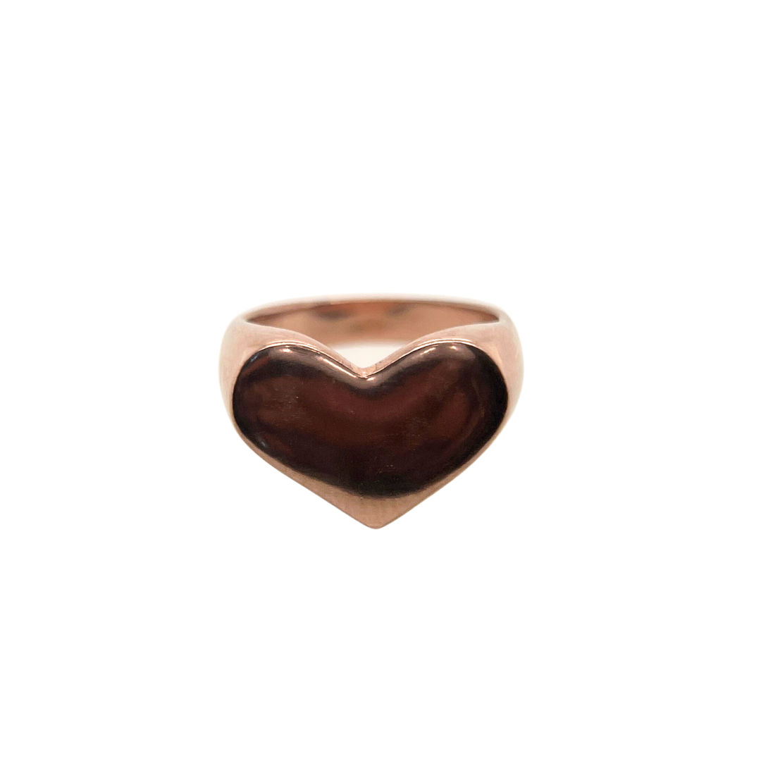 $ALE - Solid Heart Signet - 9ct Rose Gold  - Size O