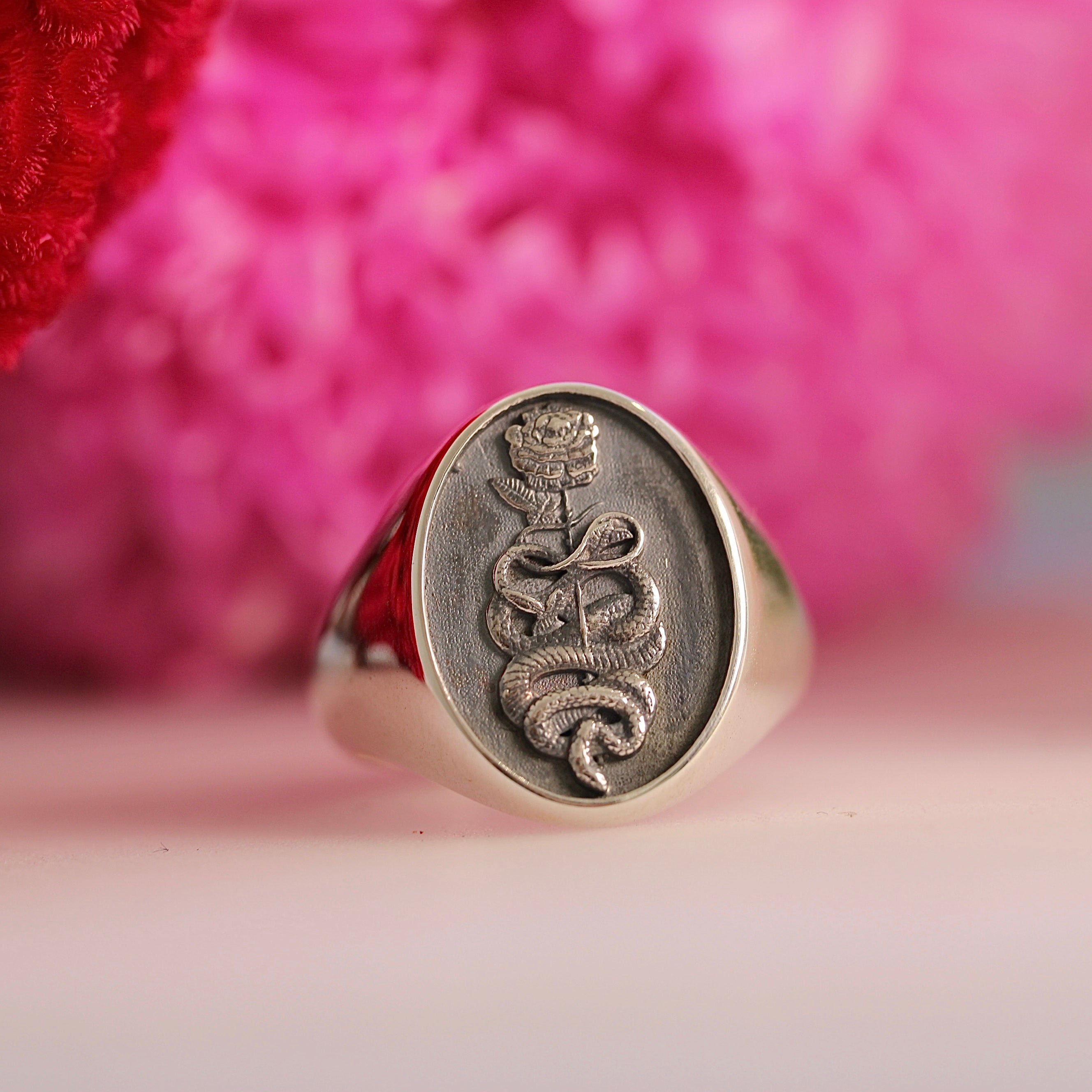 $ALE - Snake + Rose Ring - Ready to Ship - Size 8, 9 + 10