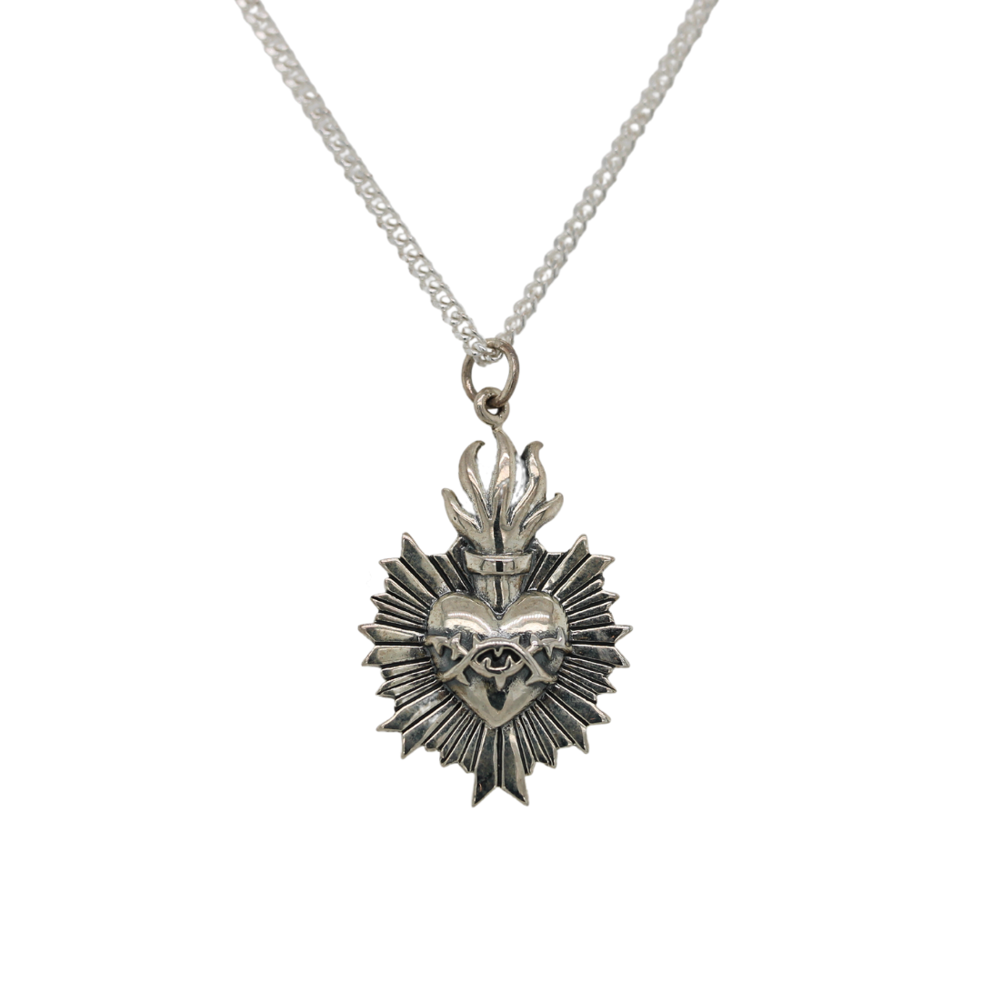 Sacred heart necklace deals silver