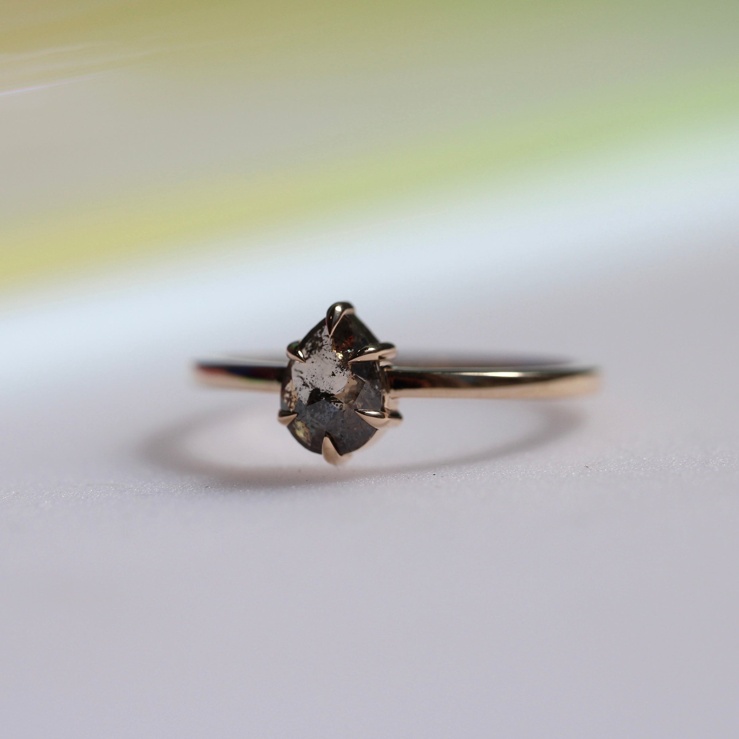 Bespoke  -  Salt + Pepper 6 Claw Solitaire - Yellow Gold