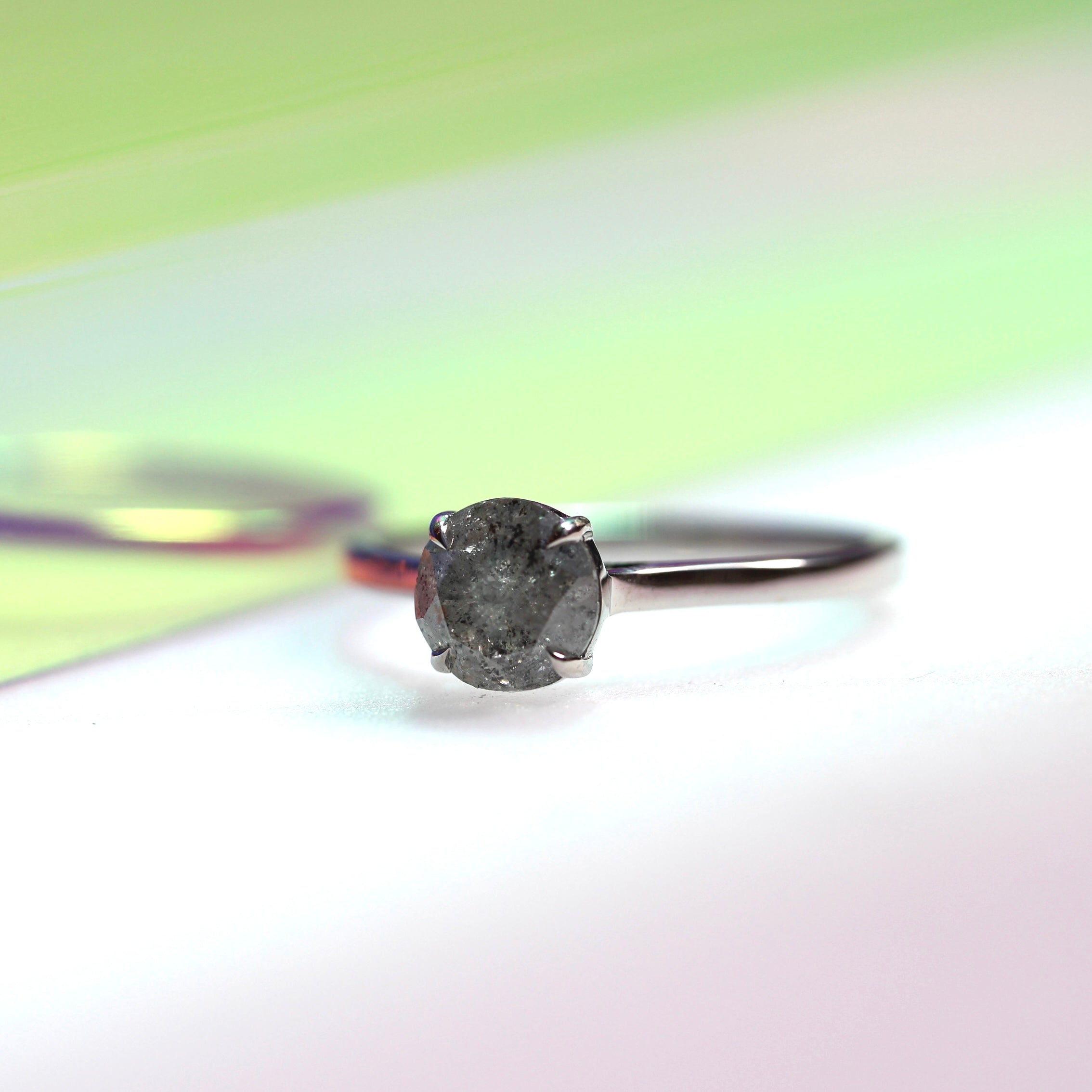 Bespoke -  1CT Salt + Pepper Solitaire - 18CT White Gold