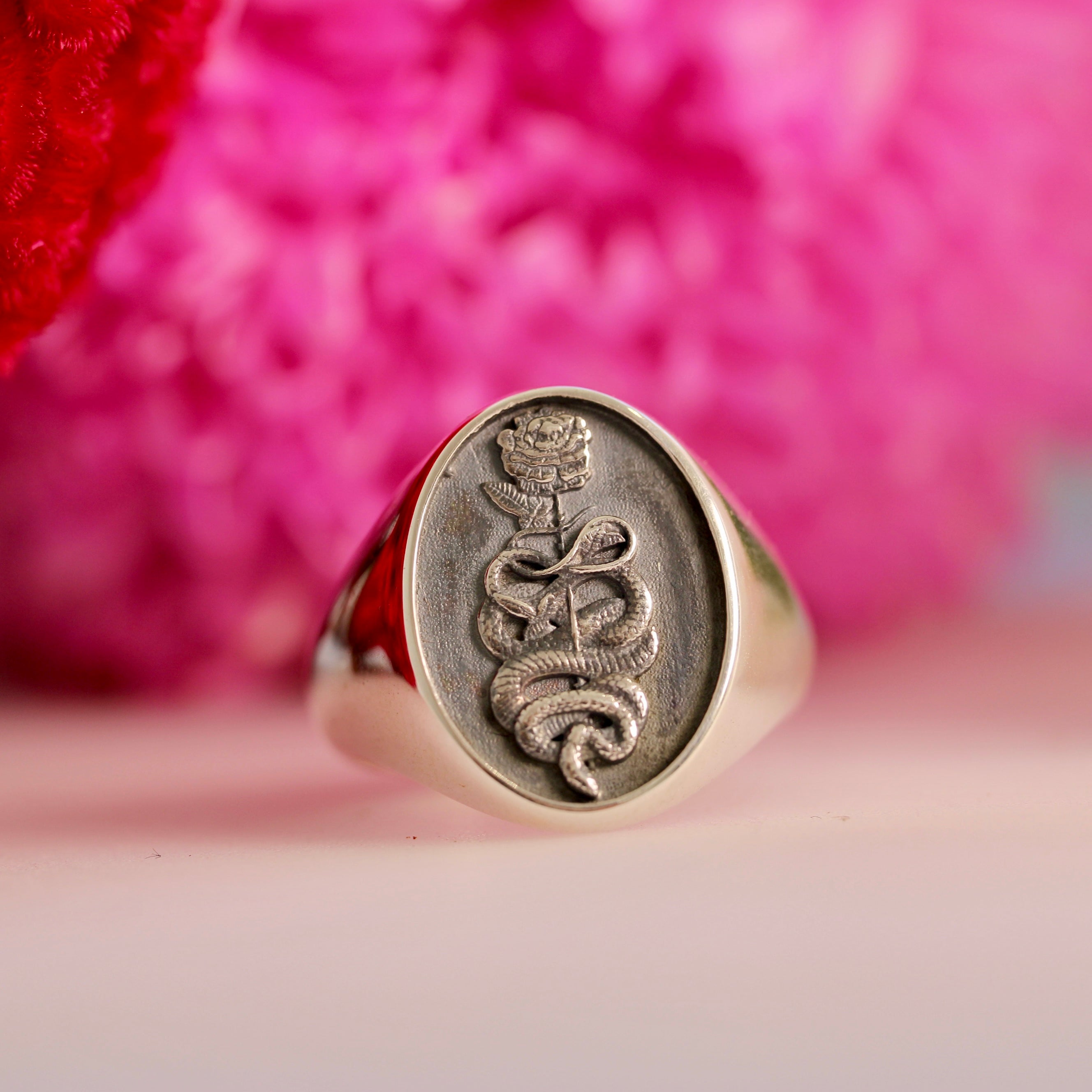 $ALE - Snake + Rose Ring - Ready to Ship - Size 8, 9 + 10