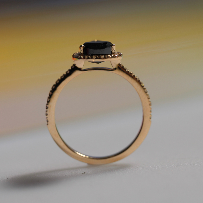 Bespoke - 2CT Black Diamond Floating Halo - Yellow Gold