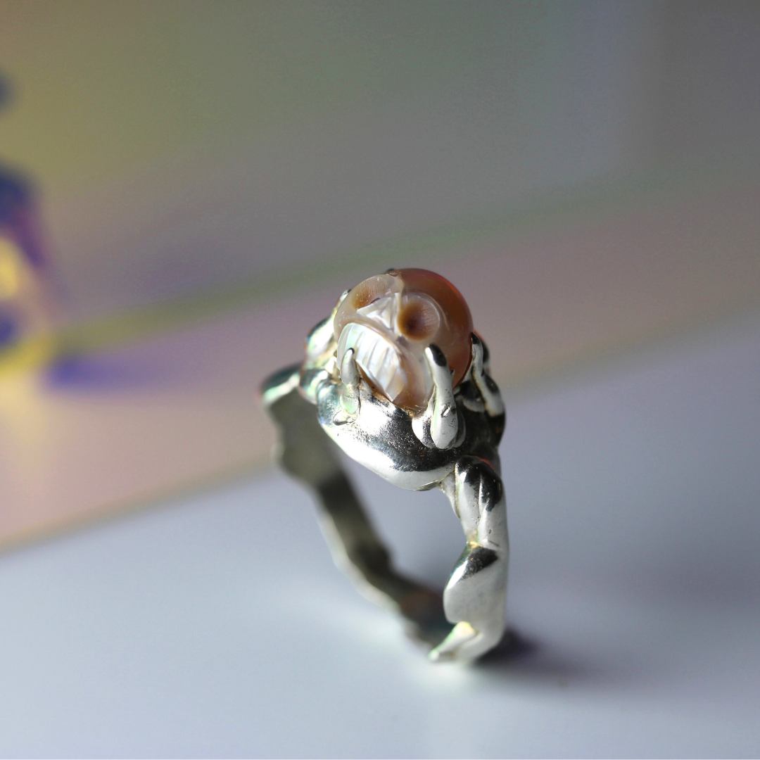 Pearl Skull Ring ~ One Of A Kind