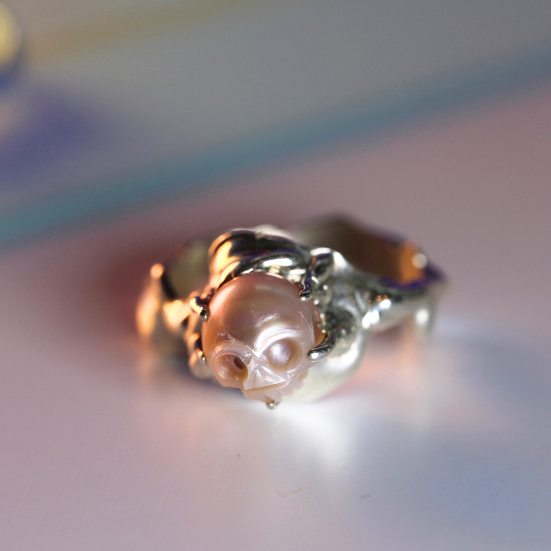 Pearl Skull Ring ~ One Of A Kind