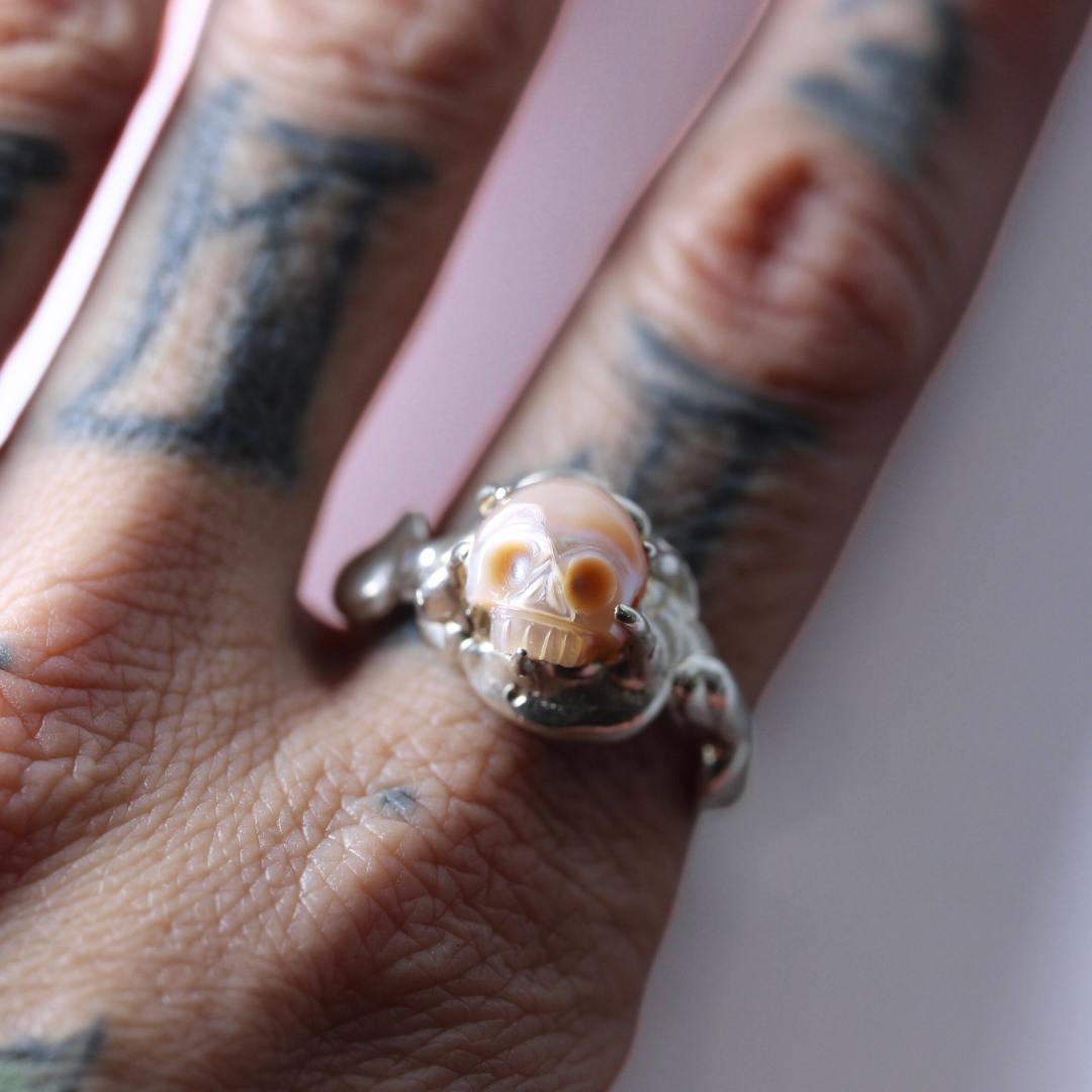 Pearl Skull Ring ~ One Of A Kind