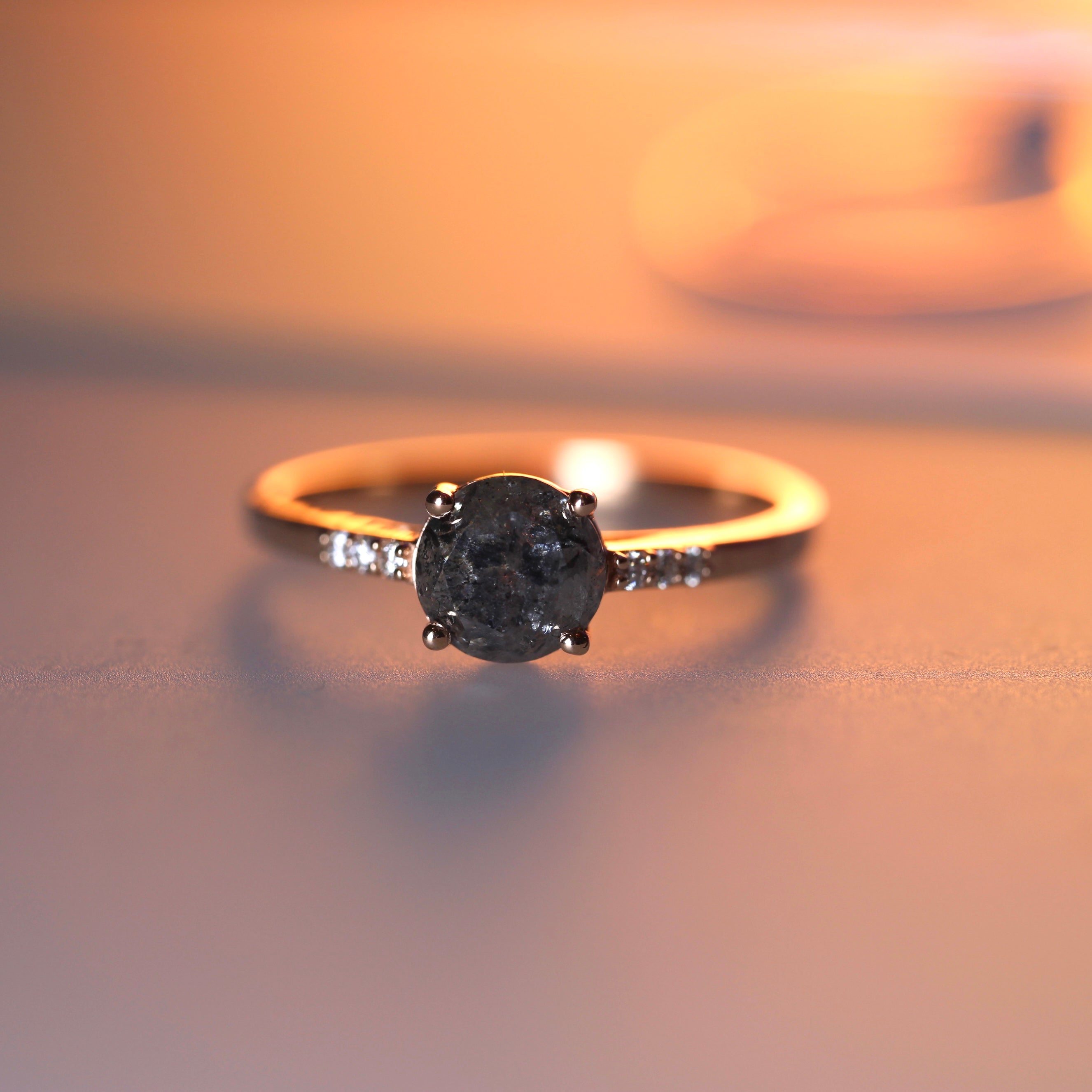 Bespoke 2024 -  Salt + Pepper Accented Solitaire - Rose Gold