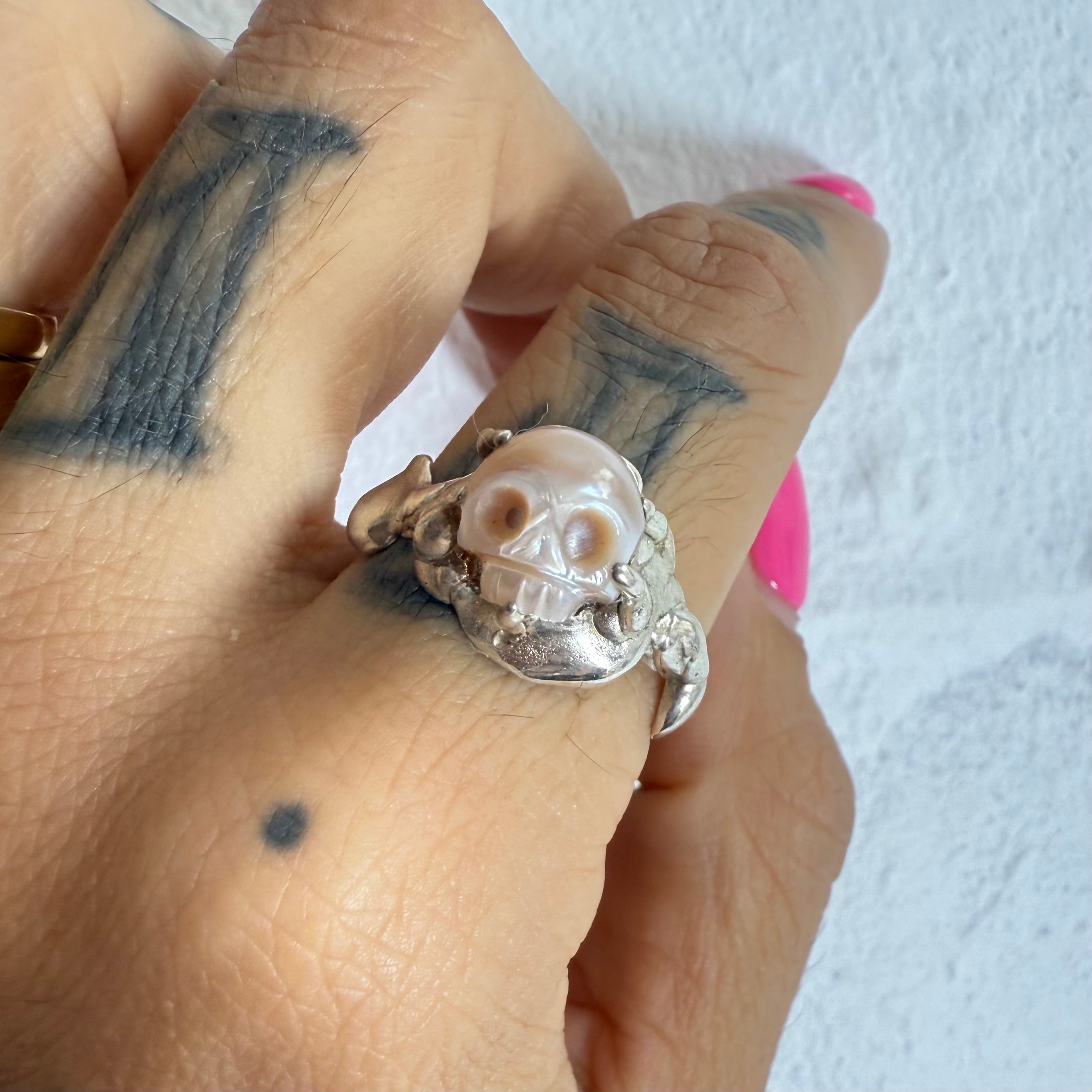 Pearl Skull Ring ~ One Of A Kind