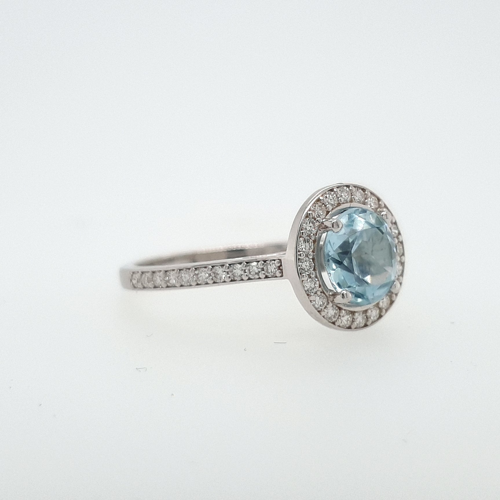 $ALE - Aquamarine Halo - Aquamarine - White Gold - Size M - Ready to Ship