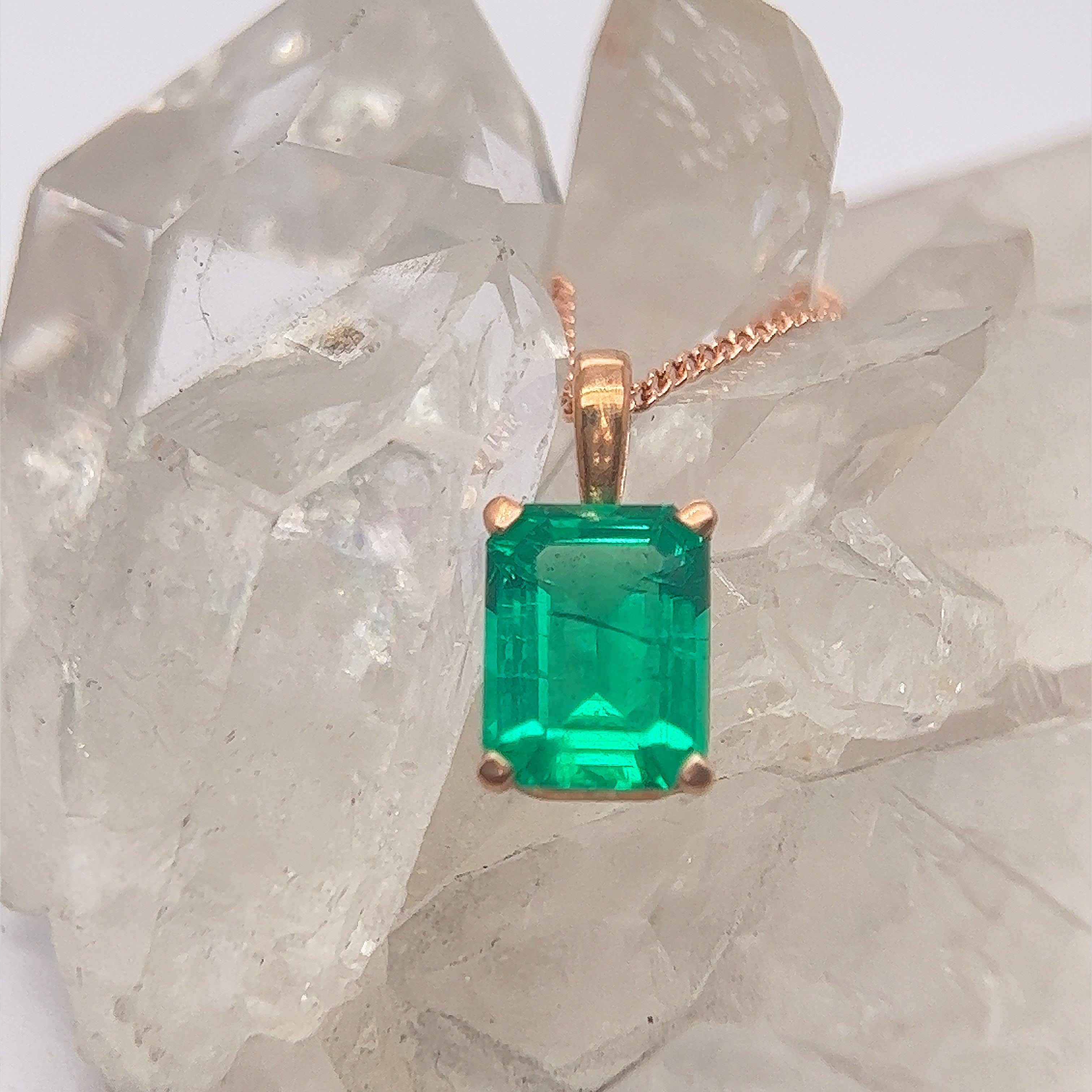 Lab Grown Emerald Pendant - Ready to Ship