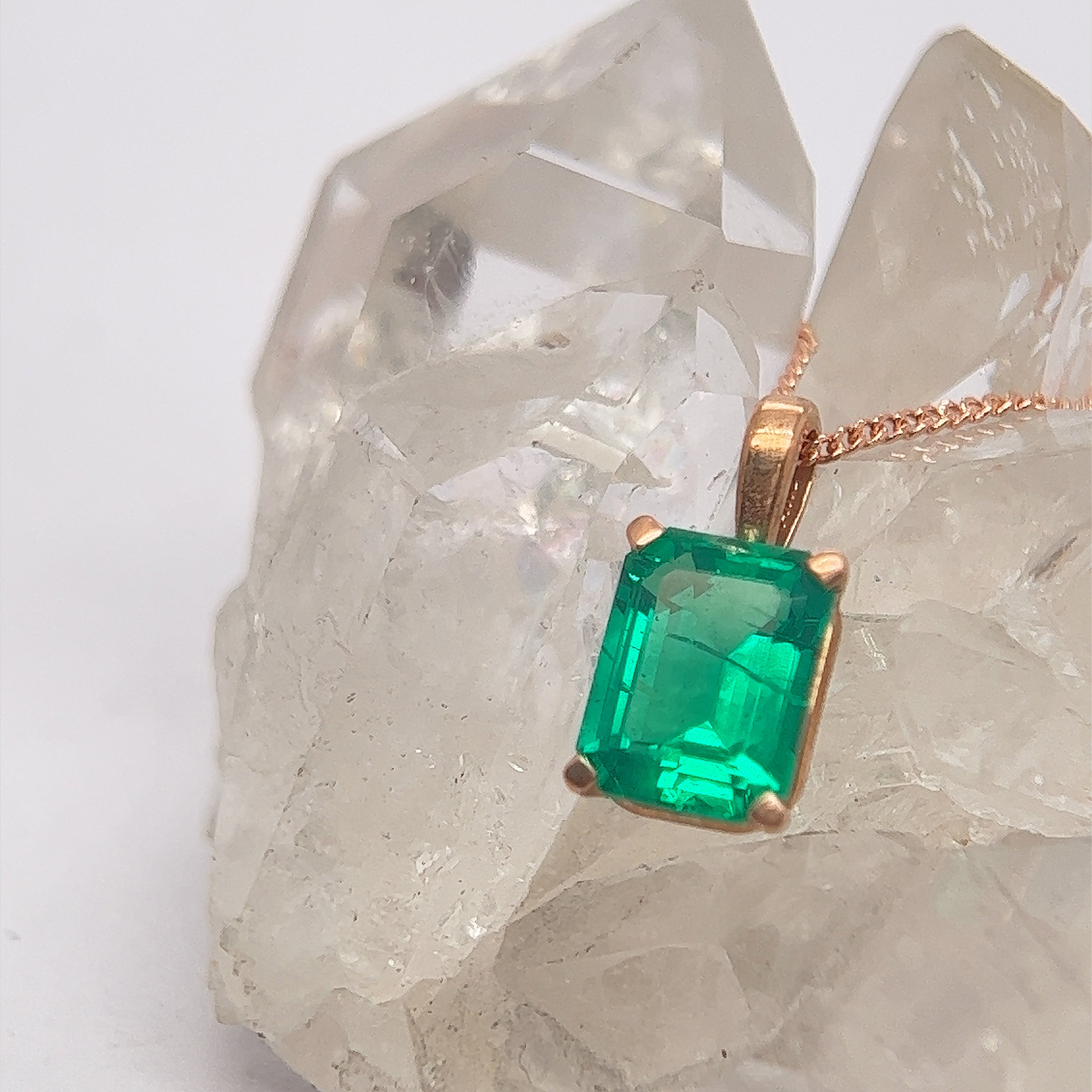 Lab Grown Emerald Pendant - Ready to Ship